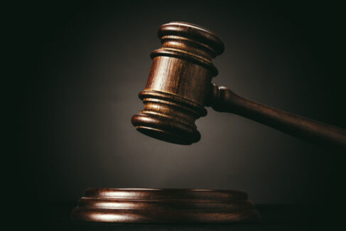 gavel on a black background